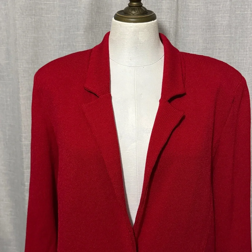 EUC Vintage J.S.S.-Oversized Sweater Blazer-Single Button-Red-Sz M-Wool/Rayon - Picture 3 of 15